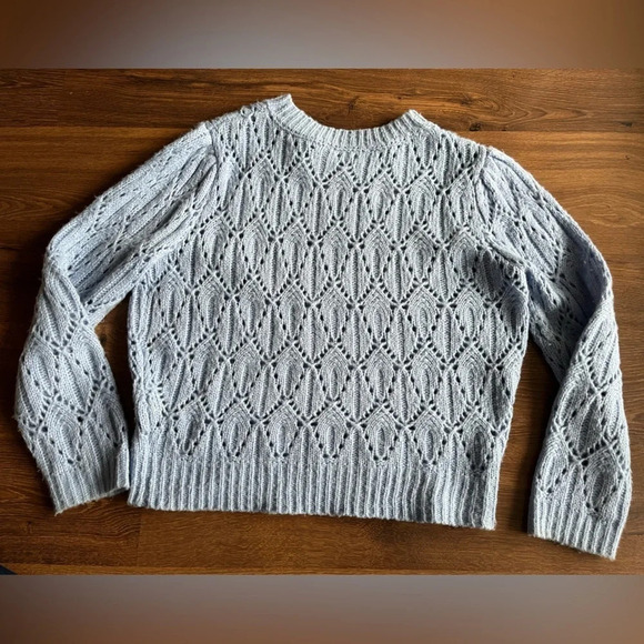 ASTR THE LABEL LIGHT BLUE POINTELLE SWEATER - Picture 6 of 8
